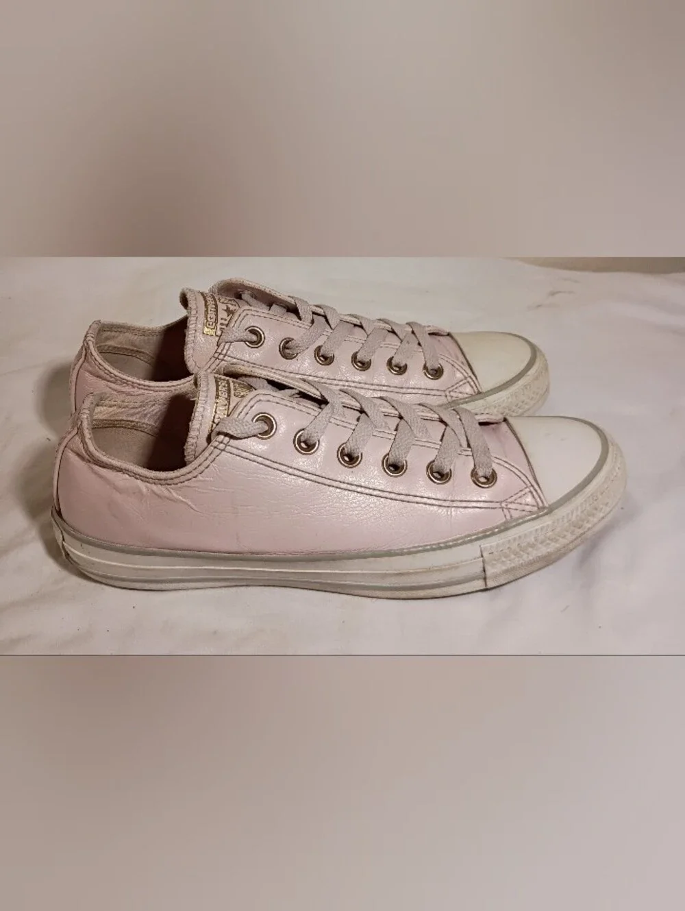 Converse All Star Craft Leather Low Top Sneakers Pink Rose Gold Sz 8 559945C